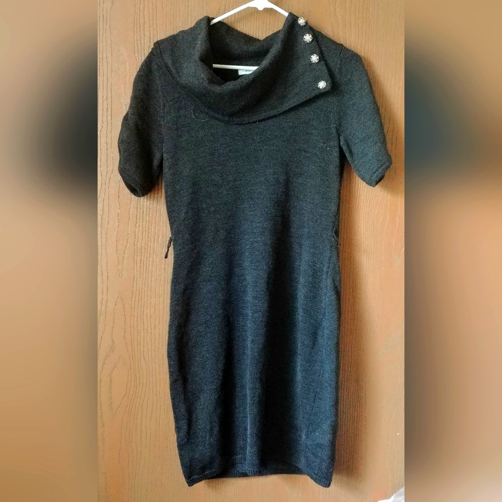 Calvin Klein Wool Women's Sweater Dress - Gray / Black - S